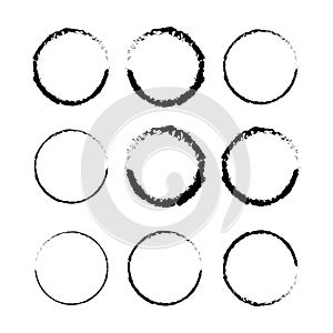 Set of 9 Hand Drawn Scribble Circles, vector logo design elements