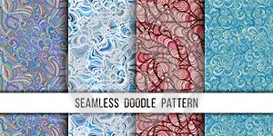 Set of hand drawn seamless grunge textures. Artistic illustration of rough graphic patterns, ethnic abstract lines