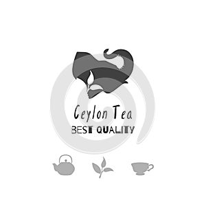 Set of hand drawn silhouettes. Logo templates for craft food packaging, tea shop design or brand identity