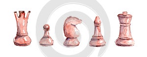 Set of hand drawn sketch chess pieces on a white background. Chess.