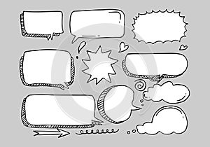 Set of hand drawn sketch Speech bubbles.