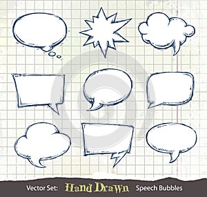 Set of hand-drawn speech bubbles