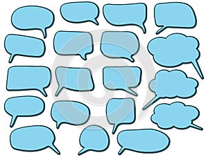 Set of hand drawn speech bubbles. Speak bubble text, cartoon chatting box, message box