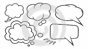 Set of Hand-Drawn Speech Bubbles and Thought Clouds, Communication, vector design Generative AI