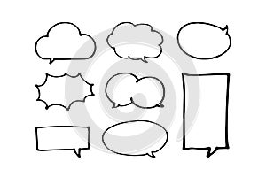 Set of hand drawn speech bubbles. Vector illustration
