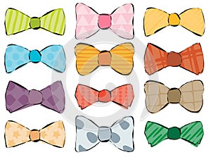 A set of hand drawn stylish bow ties