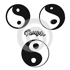 Set of hand-drawn Taoism symbols