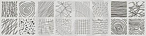 Set of hand drawn textured seamless patterns. Simple textures for background. Vector illustration