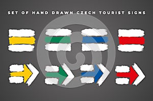 Set of hand drawn tourist signs used in Czech Republic