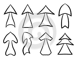 Set of hand drawn various index arrows.
