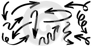 Set of Hand drawn vector arrows doodle on white background. design element vector illustration