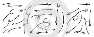 Set of Hand drawn vector arrows doodle on white background. design element vector illustration