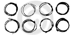 Set of hand drawn vector doodle circle line sketch isolated on white background.