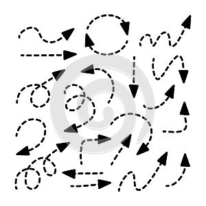 Set of hand drawn vector dotted arrow