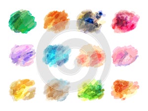 Set of hand drawn vector watercolor spots.