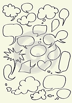 Set of hand drawn word bubbles for text insertion