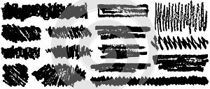 Set of hand draws black paint, ink brush strokes, brushes, lines. Dirty artistic grunge design elements. Vector