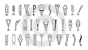 Set Hand Draws Collection Doodle Different Black Exclamation Marks Vector Design Style Cartoon Interrogation Icons