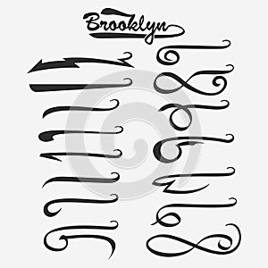 Set of hand lettering underlines swishes tail photo