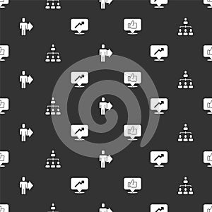 Set Hand like, Hierarchy organogram chart, Team leader and Graph, schedule, on seamless pattern. Vector