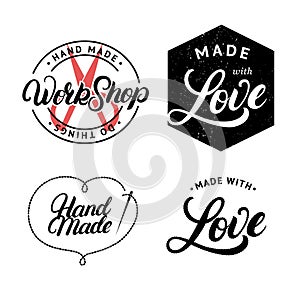 Set of hand made hand written lettering logo, label, badge, emblem.