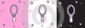 Set Hand mirror icon isolated on pink and white, black background. Vector Illustration
