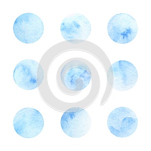 Set of hand painted vector watercolor circle textures isolated