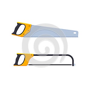 Set of hand saws designed for wood, saws for metal.