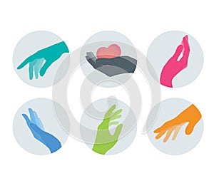 Set of hand silhouettes