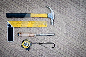 Set of hand tools for the toolset with the do it yourself DIY