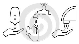 Set of Hand washing procedure isolated on white background. Vector illustration