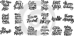 Set of hand written lettering motivational quotes