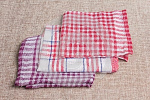 Set of handkerchiefs on a cloth background