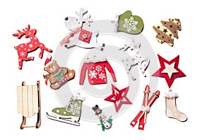 A set of handmade Christmas decorations isolated