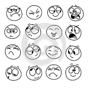 Set of handmade emoticons, emotion, feelings, experience for icons photo