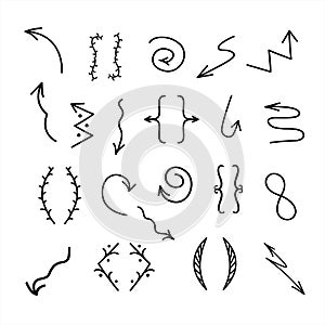 Set of handrawn vector arrows set icon. Hand drawn elements for your designs photo