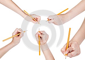 Set of hands draw by lead pencil isolated