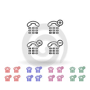 Set of handset button set multi color icon. Simple thin line, outline vector of phone icons for ui and ux, website or mobile