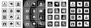 Set Hangar with servers, File document, Failed access cloud storage, Computer network, Browser window, Filter setting
