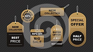 Set of hanging Big Sale Shopping Labels, tags, banners, Special Offer, New Collection