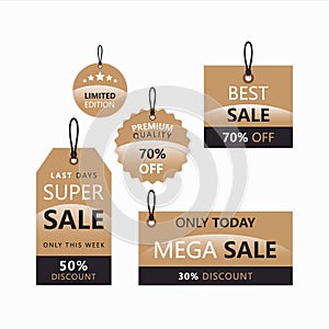 Set of hanging Mega Super Best Sale Shopping Labels, tags, banners, Discount