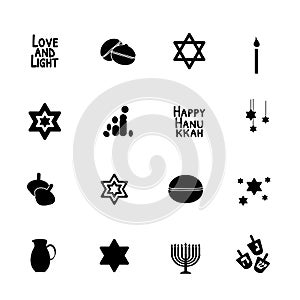 Set of hanukkah icons vector illustration isolated on white background