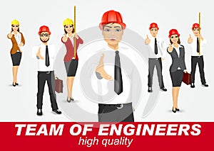 Set of happy architects or engineers