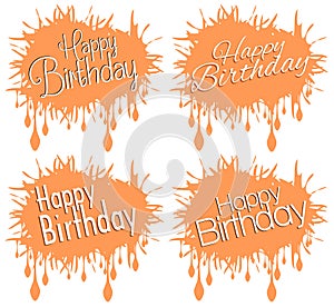 Set of Happy birthday greeting cards isolated