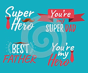 Set of Happy Father`s Day banner and giftcard. Best Dad Poster S