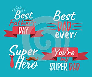 Set of Happy Father`s Day banner and giftcard. Best Dad Poster S