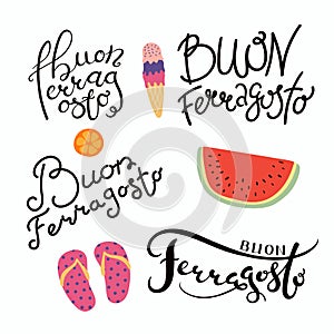 Set of Happy Ferragosto quotes in Italian