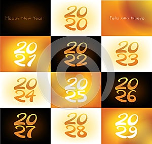 Set of happy new years from 2020 to 2029 photo