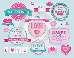 Set Of Happy Valentine's Day badges and labels