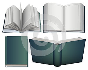 Set hardcover open and close book